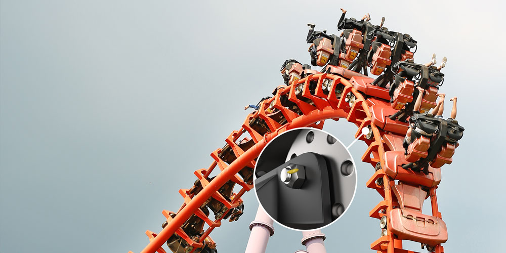 A roller coaster secured with screw locking paint